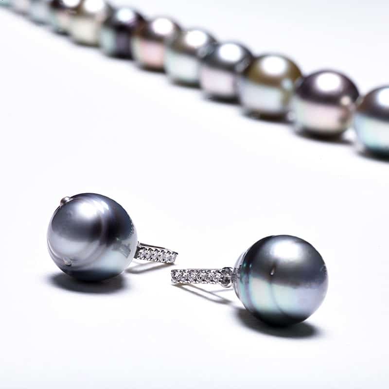 Boucles d'oreilles perles de Tahiti et diamants